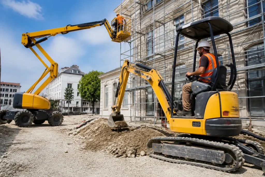 Chantier de construction avec machines lourdes à Lyon pour travauxsuccess.fr